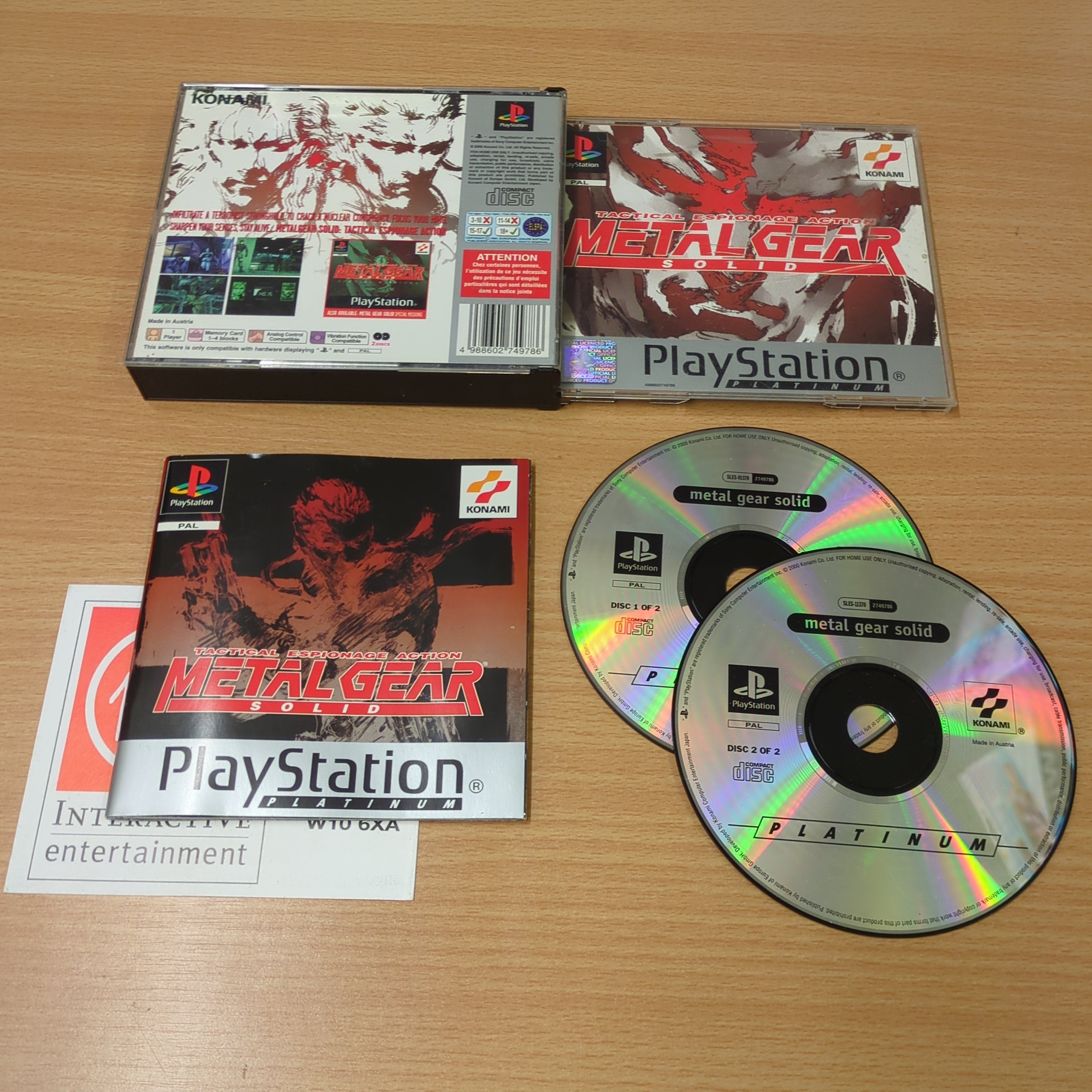 Metal Gear Solid Platinum (Big Box) Sony PS1 game Metal Gear Solid Platinum (Big Box) Sony PS1 game
